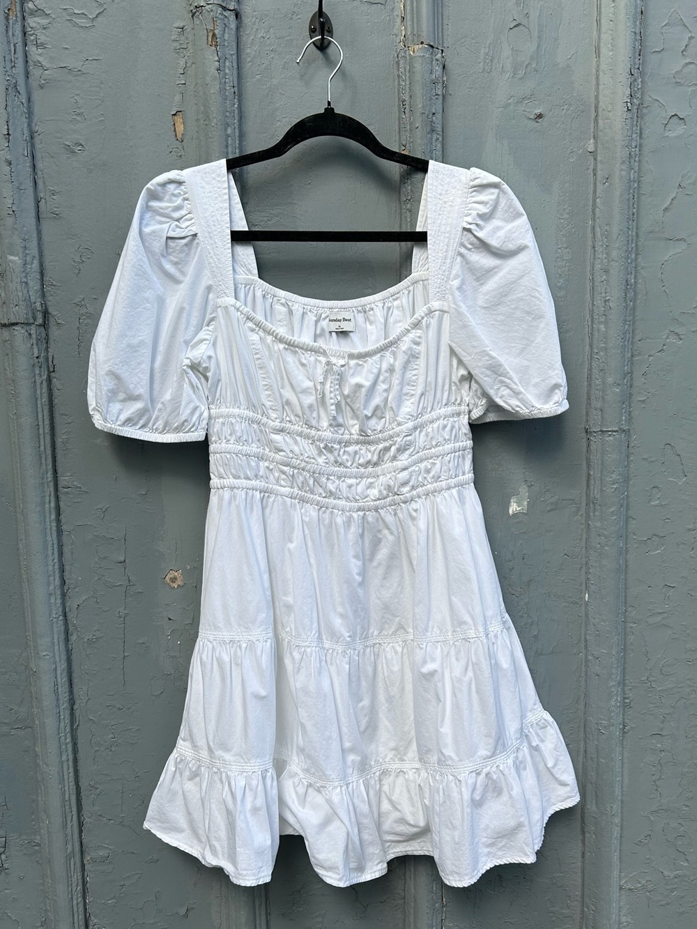 Sunday Best Martine Poplin Short-sleeve Dress, White, Size Medium - Picture 6 of 13